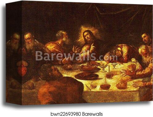 The Last Supper. Detail by Jacopo Robusti, Called Tintoretto, Canvas Print