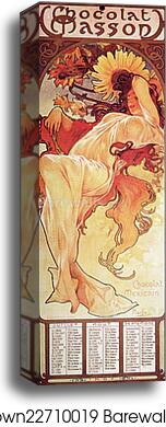 Chocolat Masson/Chocolat Mexican Juillet, Aout, Septembre 1897 by Alphonse Mucha, Canvas Print Chocolat Masson/Chocolat Mexican Juillet, Aout, Septembre 1897 by Alphonse Mucha, Canvas Print