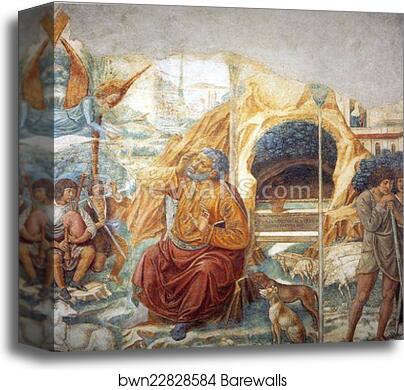 Tabernacle of the Visitation: Annunciation to Joachim by Benozzo Gozzoli, Canvas Print