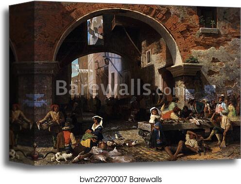 Roman Fish Market. Arch of Octavius by Albert Bierstadt, Canvas Print Roman Fish Market. Arch of Octavius by Albert Bierstadt, Canvas Print