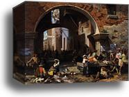 Roman Fish Market. Arch of Octavius by Albert Bierstadt, Canvas Print