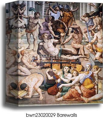 Martyrdom of St. Lawrence. Detail by Agnolo Bronzino, Canvas Print