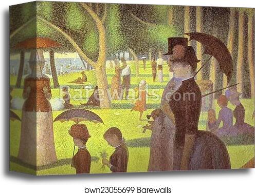 A Sunday on La Grande Jatte. Detail by Georges Seurat, Canvas Print