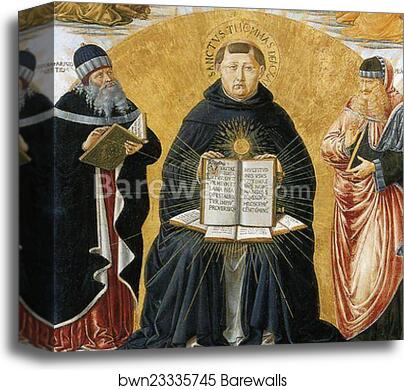Triumph of St. Thomas Aquinas. Detail by Benozzo Gozzoli, Canvas Print