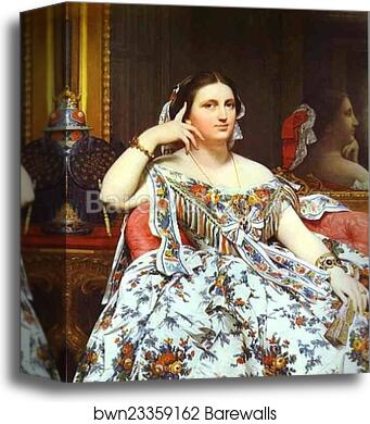 Portrait of Madame Moitessier Sitting by Jean-Auguste-Dominique Ingres, Canvas Print