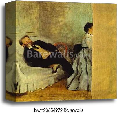 Portrait of Monsieur and Madame Edouard Manet by Edgar Degas, Canvas Print