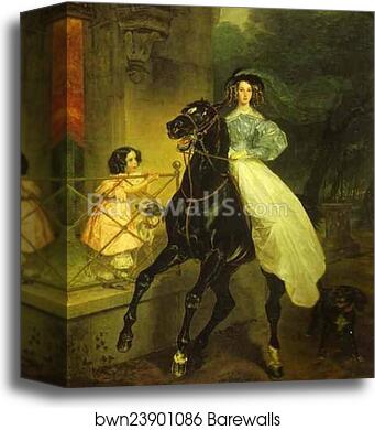 Rider. Portrait of Giovanina and Amacilia Pacini, the Foster Children of Countess Yu. P. Samoilova by Karl Brulloff, Canvas Print
