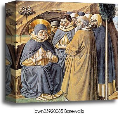 Visit to the Monks of Mount Pisano. Detail by Benozzo Gozzoli, Canvas Print