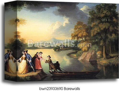 A Boating Party on Lake Windermere by George Romney, Canvas Print