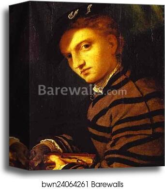 Portrait of a Young Man with a Book by Lorenzo Lotto, Canvas Print