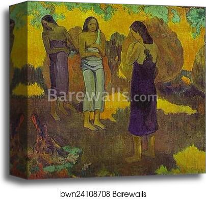 Three Tahitian Women Against a Yellow Background by Paul Gauguin, Canvas Print Three Tahitian Women Against a Yellow Background by Paul Gauguin, Canvas Print