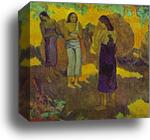 Three Tahitian Women Against a Yellow Background by Paul Gauguin, Canvas Print