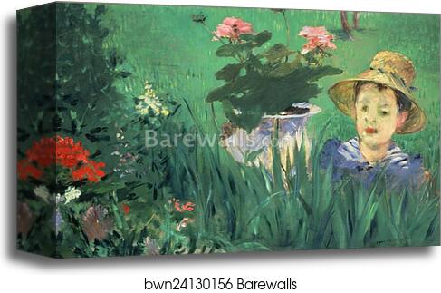 Boy in Flowers (Jacques Hoschedé) by Édouard Manet, Canvas Print