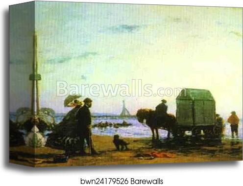 Beach Scene, Trouville by Eugène-Louis Boudin, Canvas Print