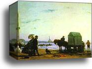 Beach Scene, Trouville by Eugène-Louis Boudin, Canvas Print