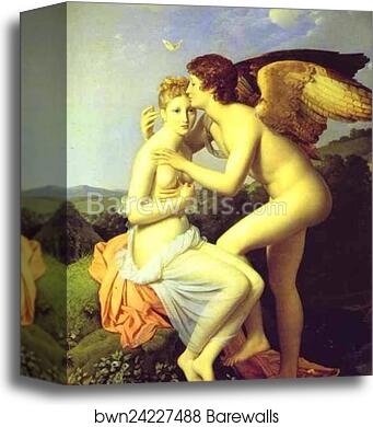 Amor and Psyche, also known as Psyche Receiveing Her First Kiss of Love by Baron François-Pascal-Simon Gérard, Canvas Print