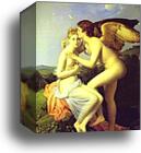 Amor and Psyche, also known as Psyche Receiveing Her First Kiss of Love by Baron François-Pascal-Simon Gérard, Canvas Print