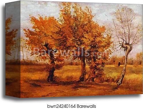Autumn Landscape with Four Trees by Vincent Van Gogh, Canvas Print