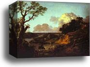 River Landscape with Rustic Lovers by Thomas Gainsborough, Canvas Print