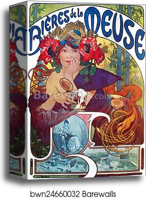 Bieres De La Meuse by Alphonse Mucha, Canvas Print