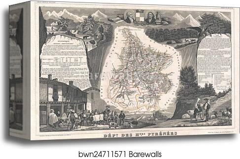 Dept. des Hautes Pyrenees by Victor Jules Levasseur, Canvas Print