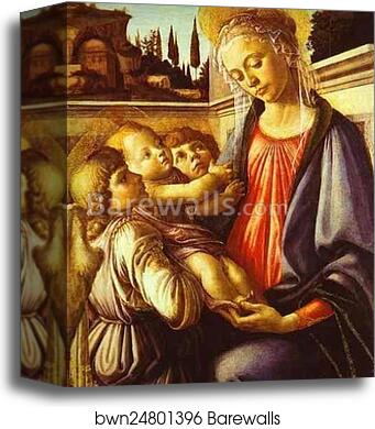 Madonna and Child and Two Angels by Alessandro Botticelli, Canvas Print