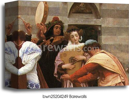 Cimabue's Celebrated Madonna is Carried in Procession through the Streets of Florence; in front of the Madonna, and Crowned with Laurels, walks CImabue Himself, with his Pupil Giotto; behind It Arnolfo Di Lapo, Gaddo Gaddi, Andrea Tafi, Niccola Pisano, Bu by Frederick Leighton, Canvas Print