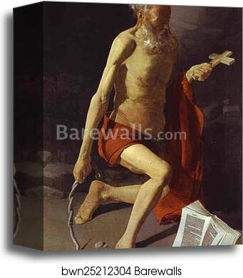 Repenting of St. Jerome by Georges De La Tour, Canvas Print