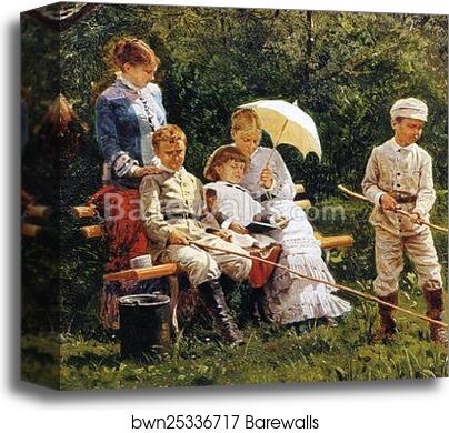 On a Hot Day. Detail by Vladimir Makovsky, Canvas Print