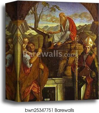St. Christopher, St. Jerome, and St. Louis by Giovanni Bellini, Canvas Print