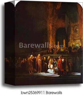 Christ and the Woman Taken in Adultery by Rembrandt Harmenszoon Van Rijn, Canvas Print