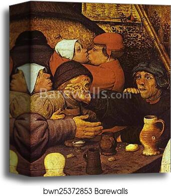 The Peasant Dance. Detail by Pieter Bruegel The Elder, Canvas Print