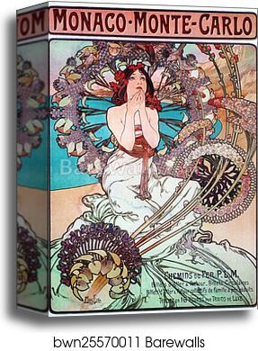 Monaco. Monte-Carlo by Alphonse Mucha, Canvas Print