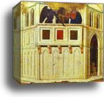 Maestà (back, predella) Temptation on a Pinnacle of the Temple by Duccio Di Buoninsegna, Canvas Print