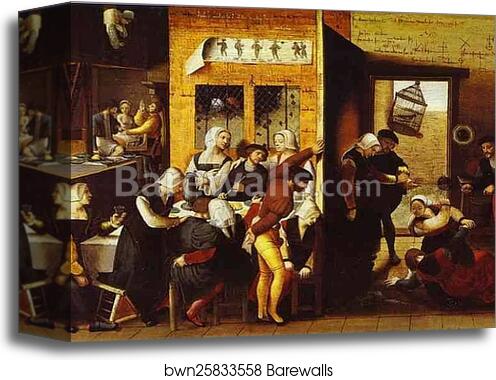 Merry Company (Prodigal Son) by Jan Sanders Van Hemessen, Canvas Print