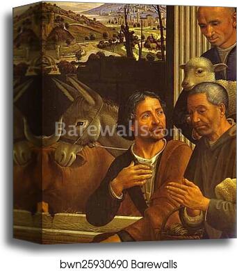 Adoration of the Shepherds. Detail by Domenico Ghirlandaio, Canvas Print