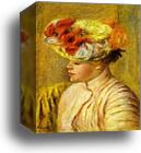 Young Woman Wearing a Hat with Flowers. (Jeune femme au chapeau de fleurs) by Pierre-Auguste Renoir, Canvas Print