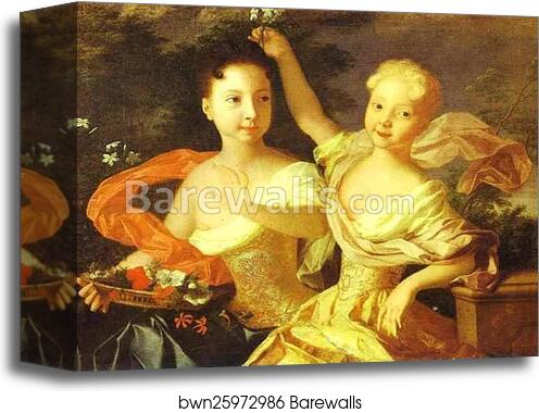 Portrait of Anna Petrovna and Elizaveta Petrovna by Louis Caravaque, Canvas Print