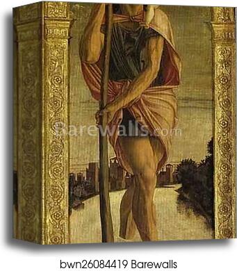 St. Christopher (Panel of St. Vincent Ferrar Polyptych) by Giovanni Bellini, Canvas Print