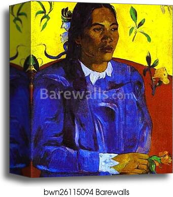 Vahine no te tiare (Woman with a Flower) by Paul Gauguin, Canvas Print