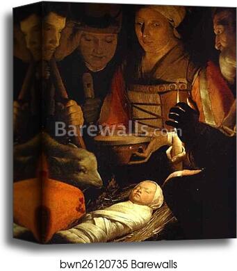 The Adoration of the Shepherds. Detail by Georges De La Tour, Canvas Print