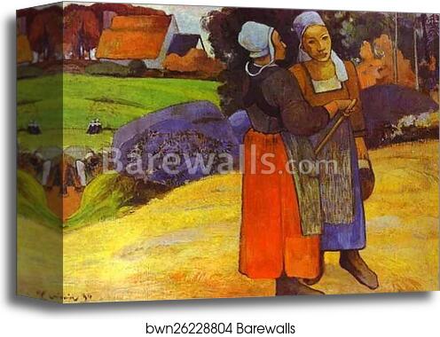 Two Breton Women on the Road by Paul Gauguin, Canvas Print