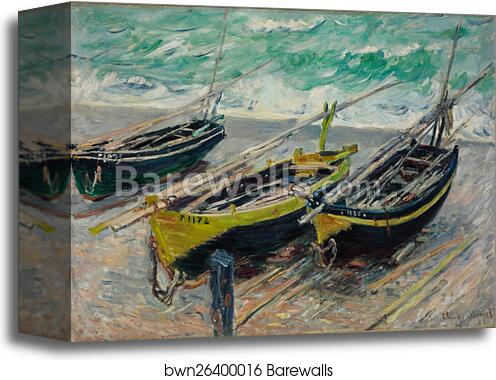 Three Fishing Boats by Claude Monet, Canvas Print
