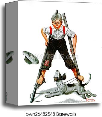 Stilts by Norman Rockwell, Canvas Print