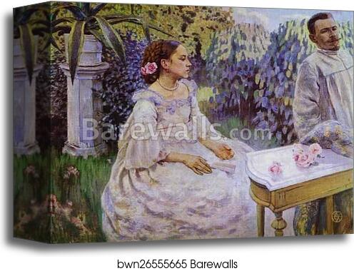 Self-Portrait with Sister by Victor Borisov-Musatov, Canvas Print