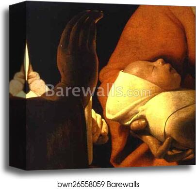 The Newborn. Detail by Georges De La Tour, Canvas Print