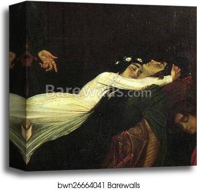The Reconciliation of the Montagues and Capulets over the Dead Bodies of Romeo and Juliet. Detail by Frederick Leighton, Canvas Print