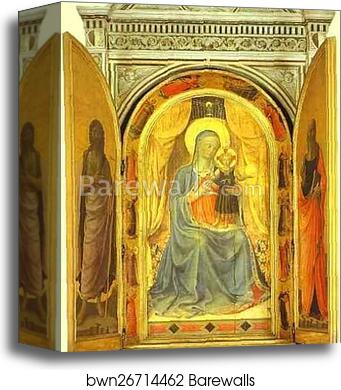 Linaiuoli Tabernacle: Virgin and Child Making the Blessing (wings open) by Fra Angelico, Canvas Print