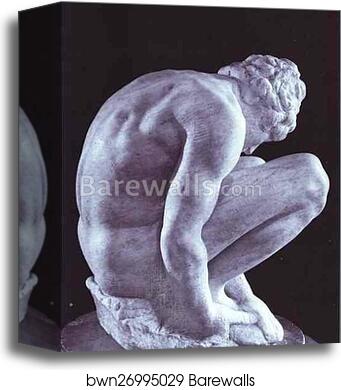 Crouching Boy by Michelangelo, Canvas Print