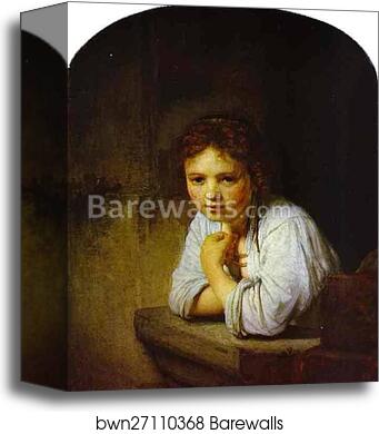 A Young Girl Leaning on a Window-Sill by Rembrandt Harmenszoon Van Rijn, Canvas Print A Young Girl Leaning on a Window-Sill by Rembrandt Harmenszoon Van Rijn, Canvas Print